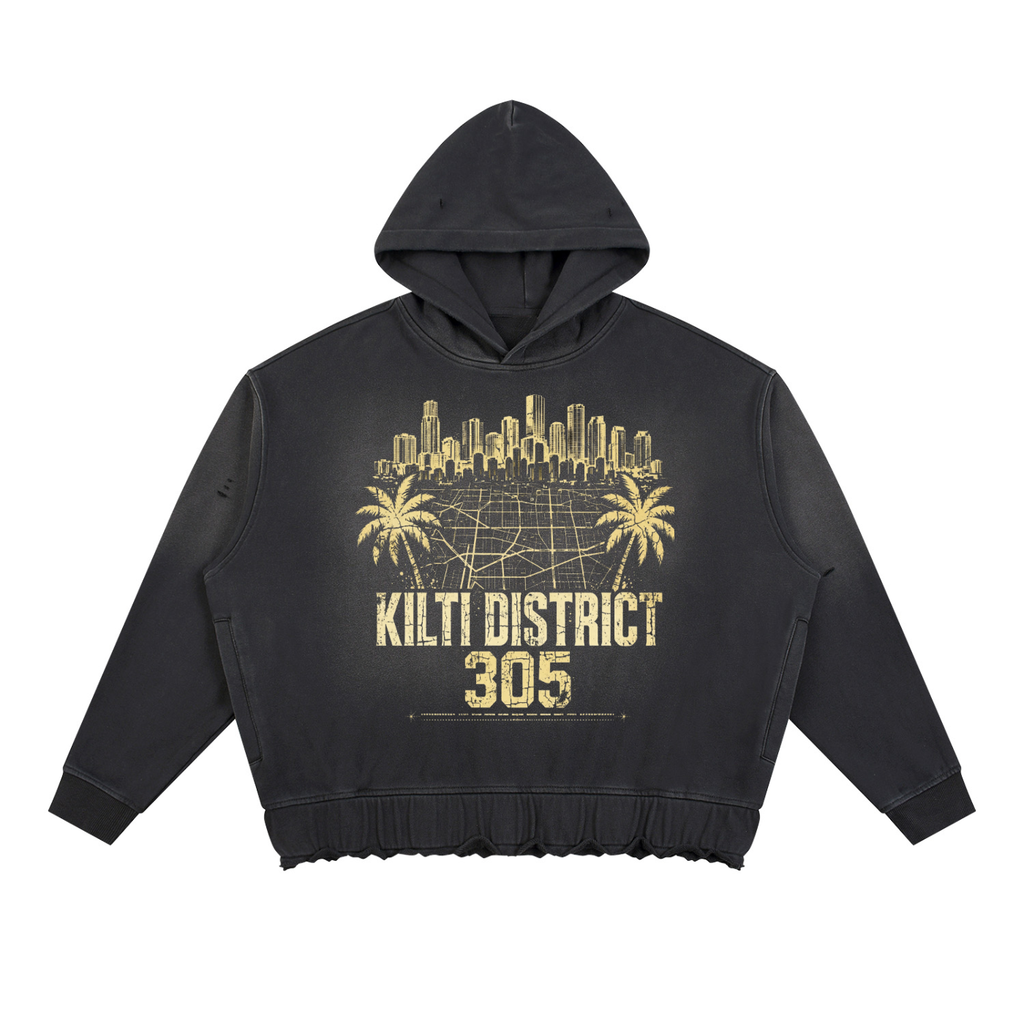 Unisex Sunfade Ripped Boxy Hoodie