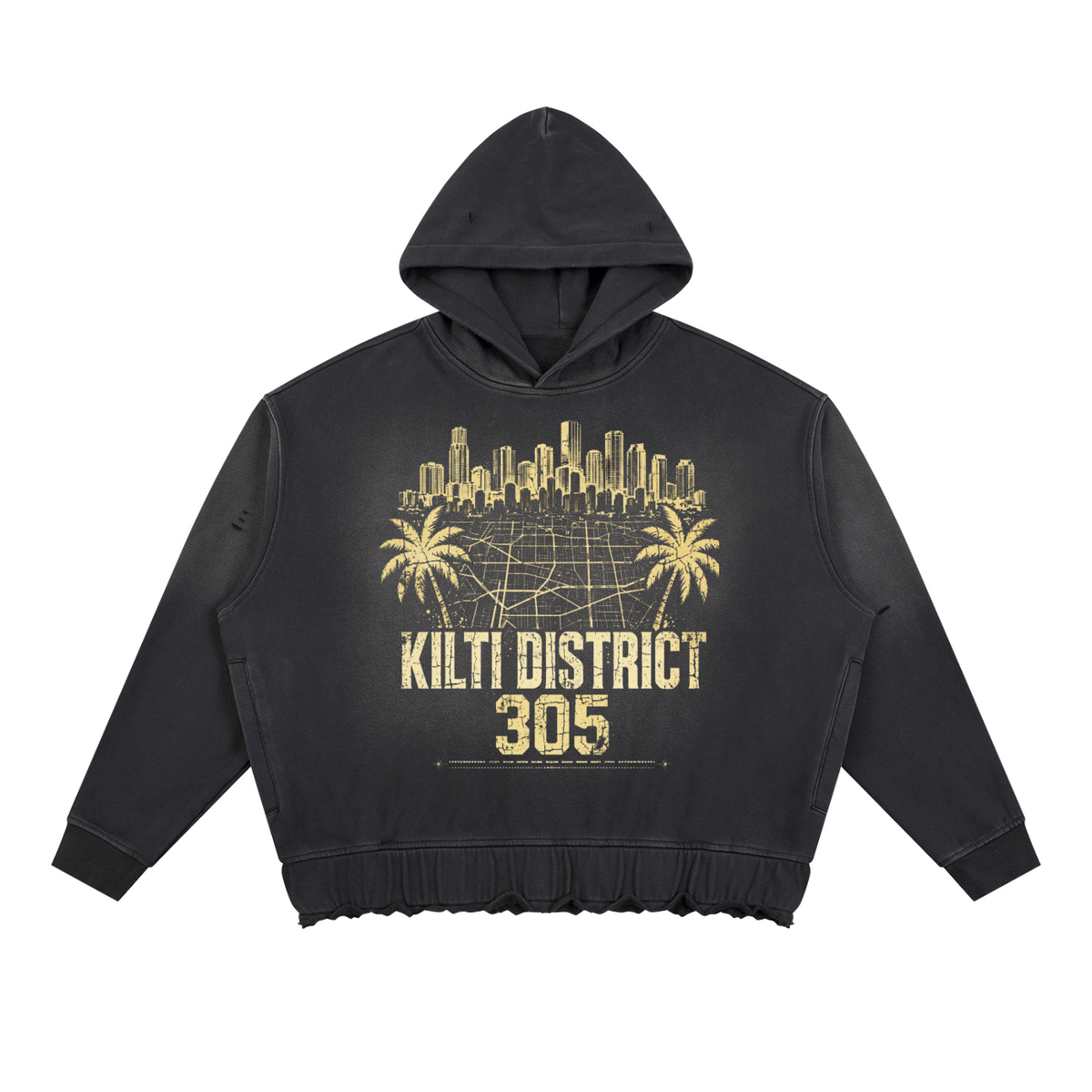 Unisex Sunfade Ripped Boxy Hoodie