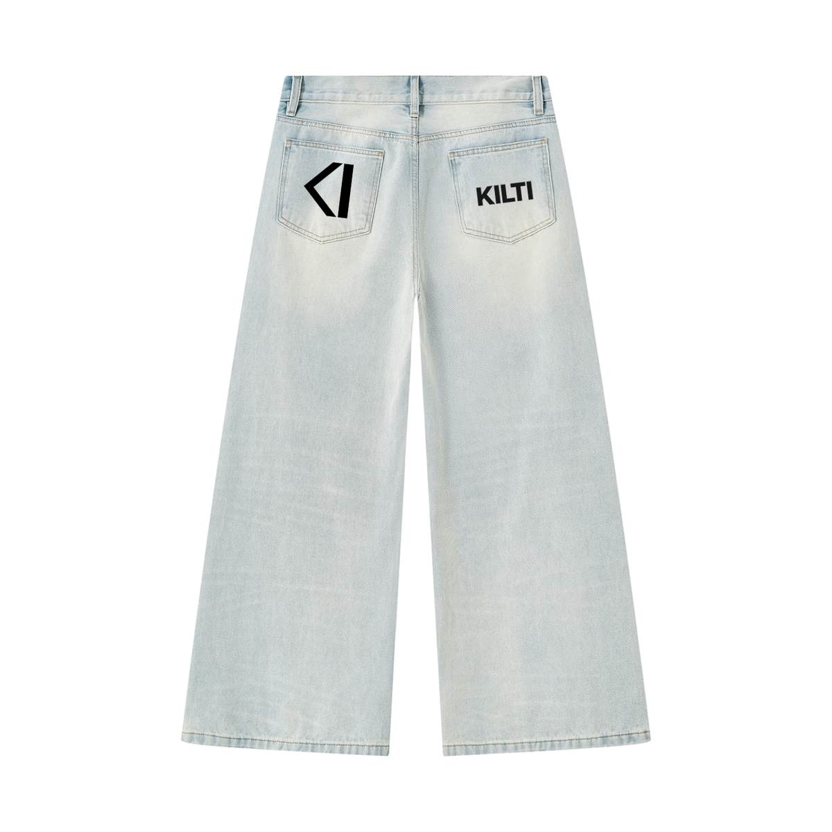 Men's Vintage Wash Wide Leg Denim Jeans