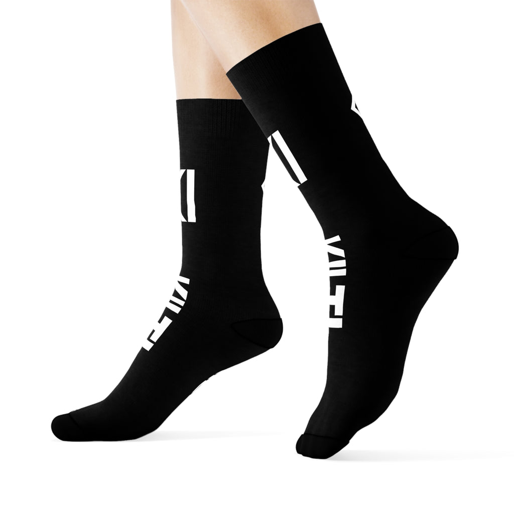 KI Monogram Crew Socks - Black